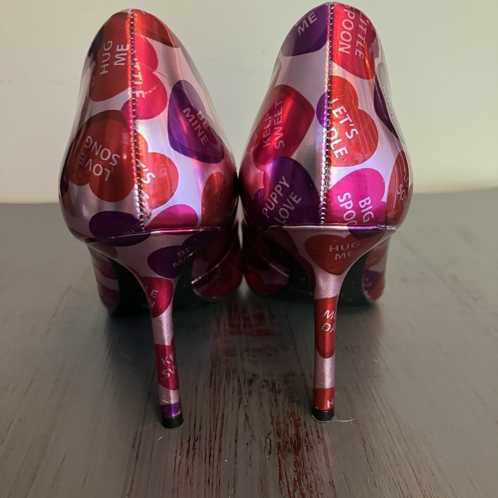 Katy Perry The Sissy Conversation Heart Pumps Size 7 Valentine Pink Purple Heels - Picture 4 of 11
